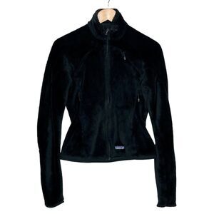 Patagonia Regulator Deep Pile Fleece Full Zip Jacket Black Womens XS Furry Fuzzy